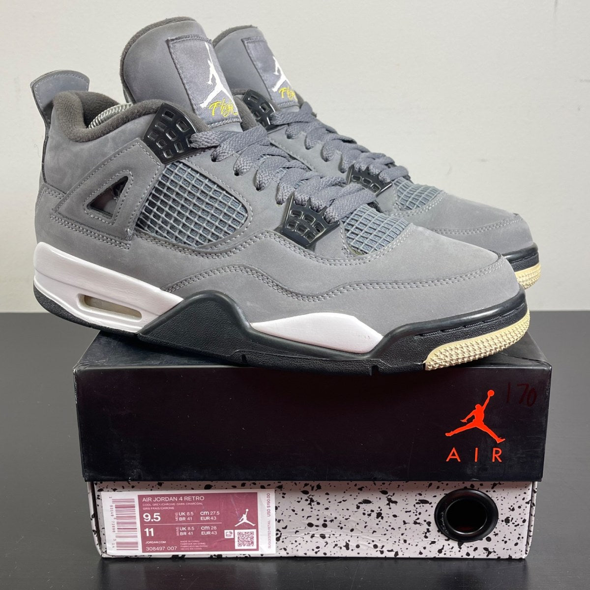 Jordan 4 Retro Cool Grey (2019) (Size 9.5) Moderately Worn - Image 1