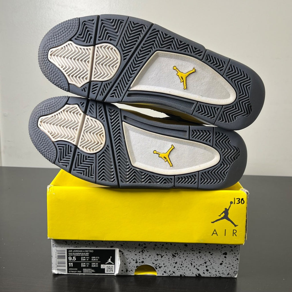 Jordan 4 Retro Lightning (2021) 9.5 (Moderately Worn Pre-Owned)JordanTour Yellow/White-Dark Blue Grey - Image 6