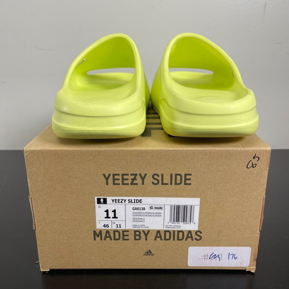 adidas Yeezy Slide Glow Green 11 (Moderately Worn Pre-Owned)adidasGlow Green/Glow Green/Glow Green - Image 4