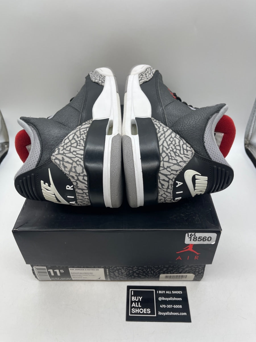 Jordan 3 Retro Black Cement (2018) 11.5 (Moderately Worn Pre-Owned) - Image 6