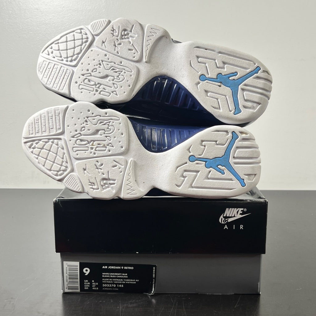 Jordan 9 Retro Pearl Blue 9 (Moderately Worn Pre-Owned)JordanWhite/University Blue-Midnight Navy - Image 5