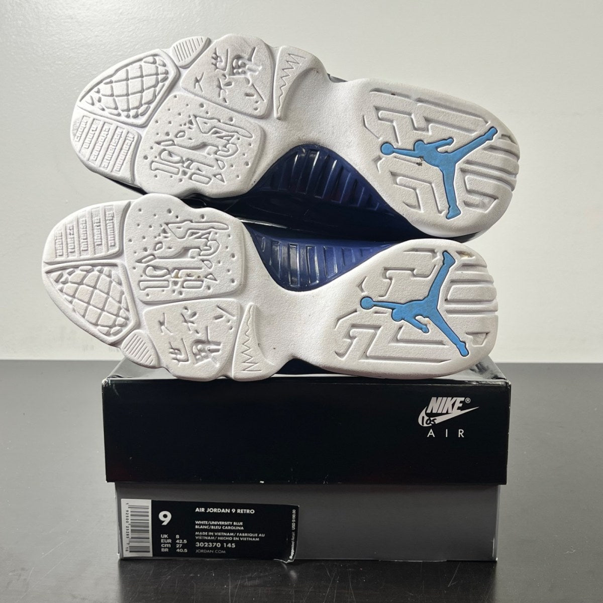 Jordan 9 Retro Pearl Blue 9 (Moderately Worn Pre-Owned)JordanWhite/University Blue-Midnight Navy - Image 5