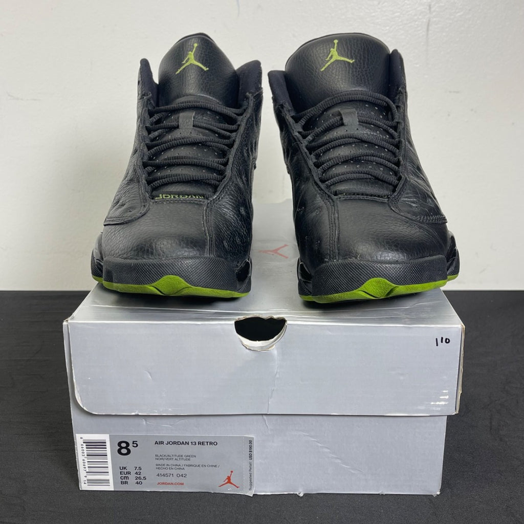 Jordan 13 Retro Altitude (2017) 8.5 (Moderately Worn Pre-Owned)JordanBlack/Altitude Green - Image 2
