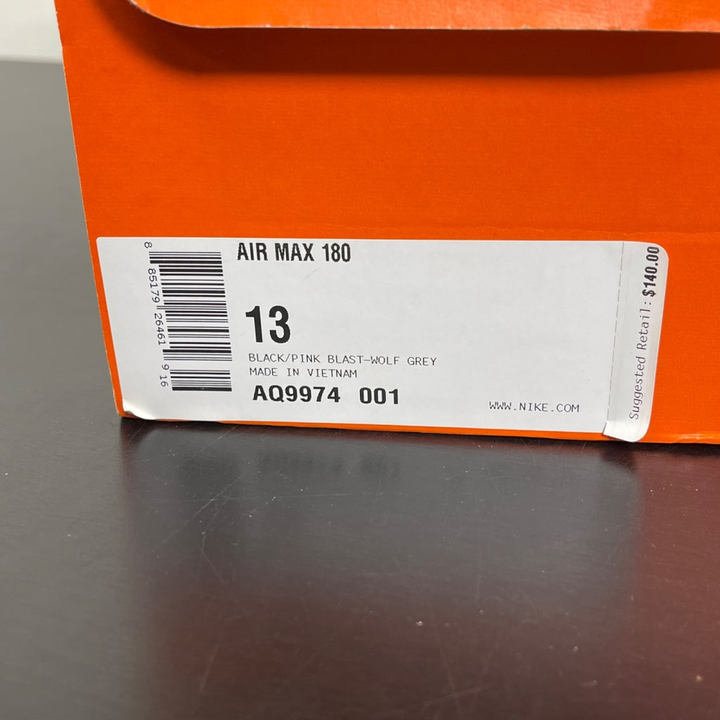 Nike Air Max 180 Black Pink Blast 13 (Moderately Worn Pre-Owned)NikeBlack/Pink Blast-Wolf Grey - Image 7