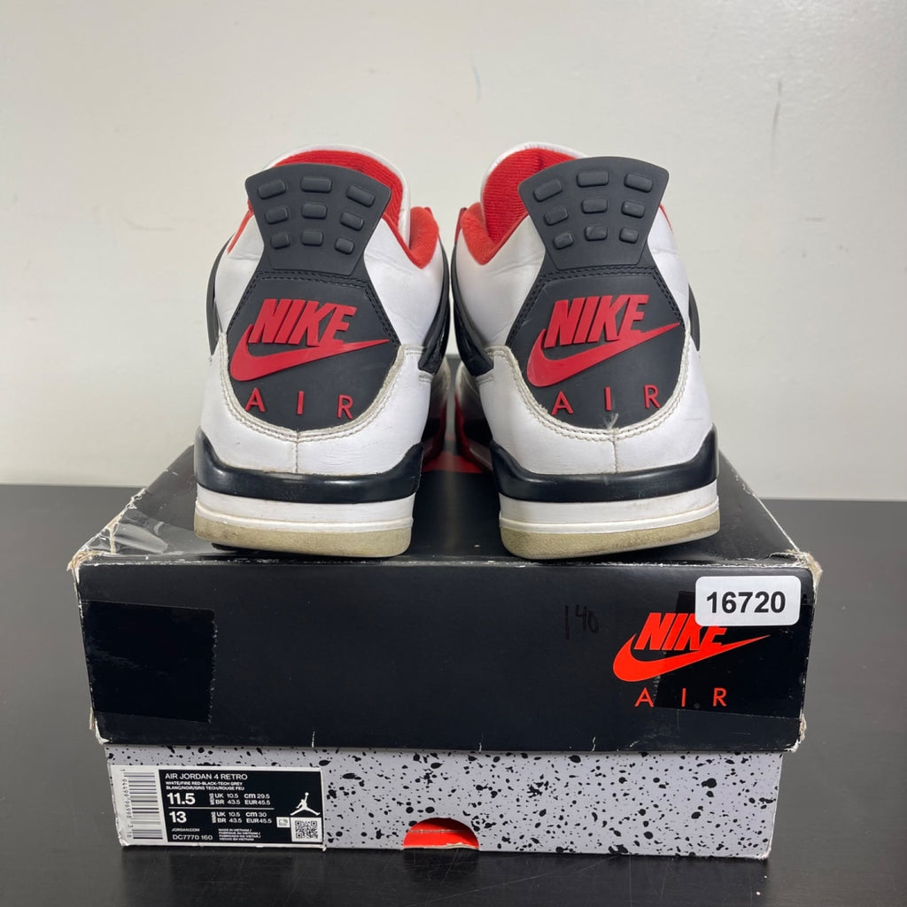 Jordan 4 Retro Fire Red (2020) 11.5 (Moderately Worn Pre-Owned)JordanWhite/Black-Tech Grey-Fire Red - Image 4