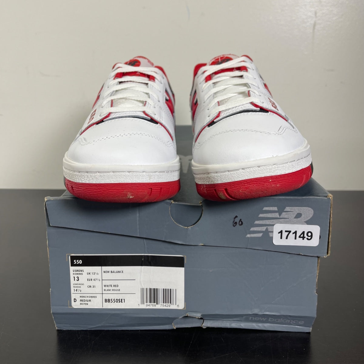 New Balance 550 White Red 13 (Moderately Worn Pre-Owned)New BalanceWhite/Red - Image 2