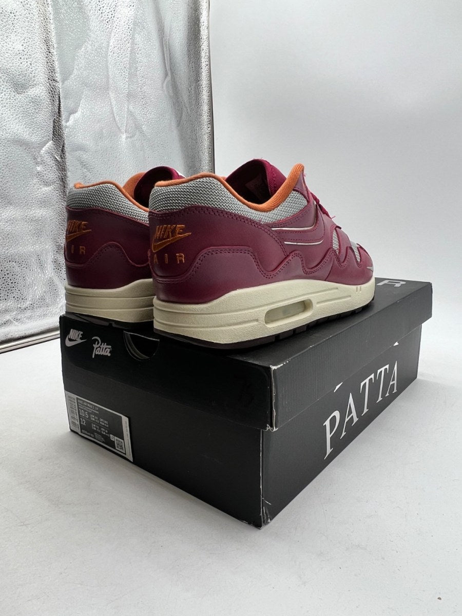 Nike Air Max 1 Patta Waves Rush Maroon (with Bracelet) 10.5 (Lightly Worn Pre-Owned)NikeMetallic Silver/Rush Maroon - Image 3