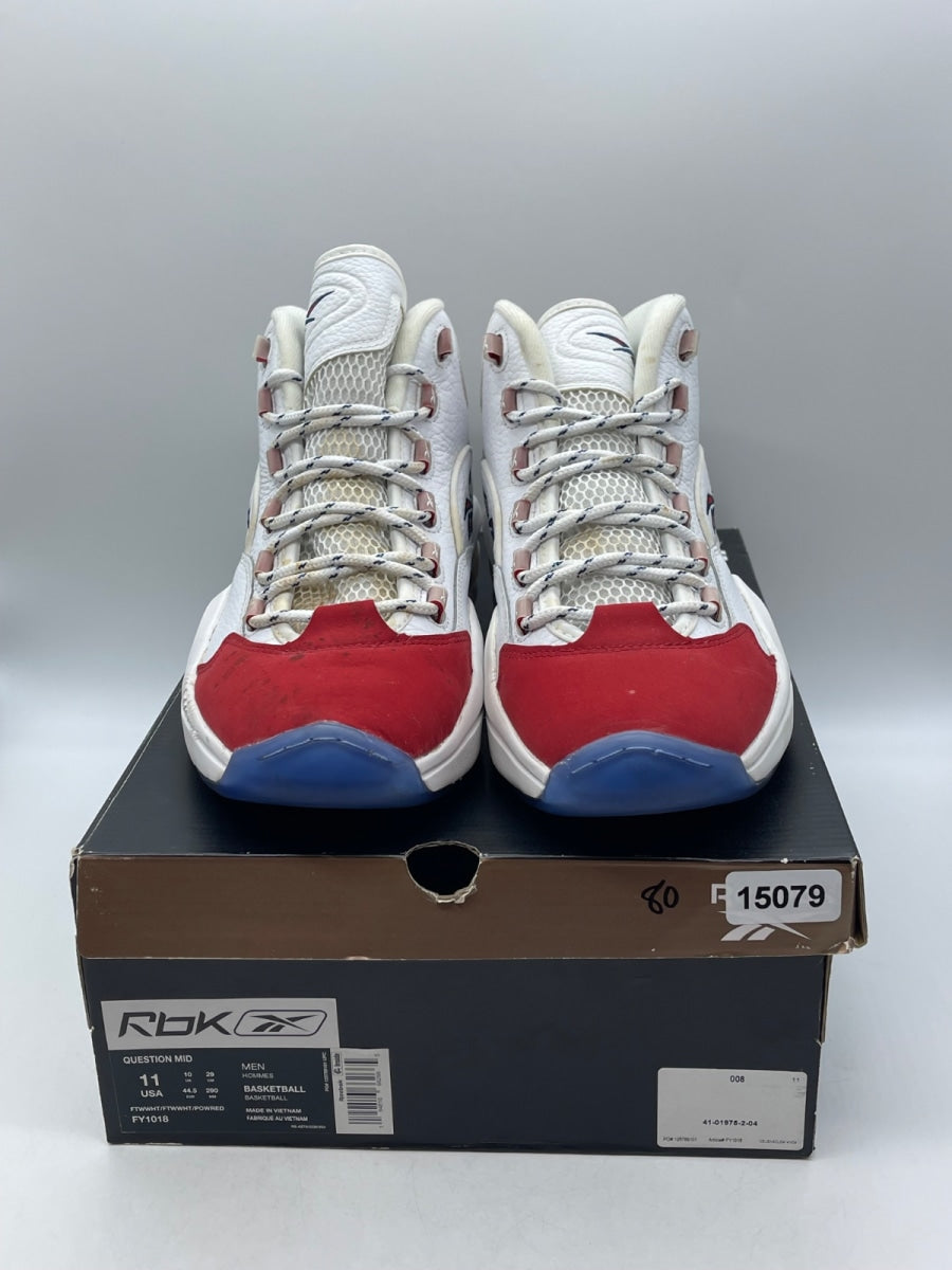 Reebok Question Mid Red Toe 25th Anniversary 11 (Moderately Worn Pre-Owned)ReebokWhite/White-Red - Image 2