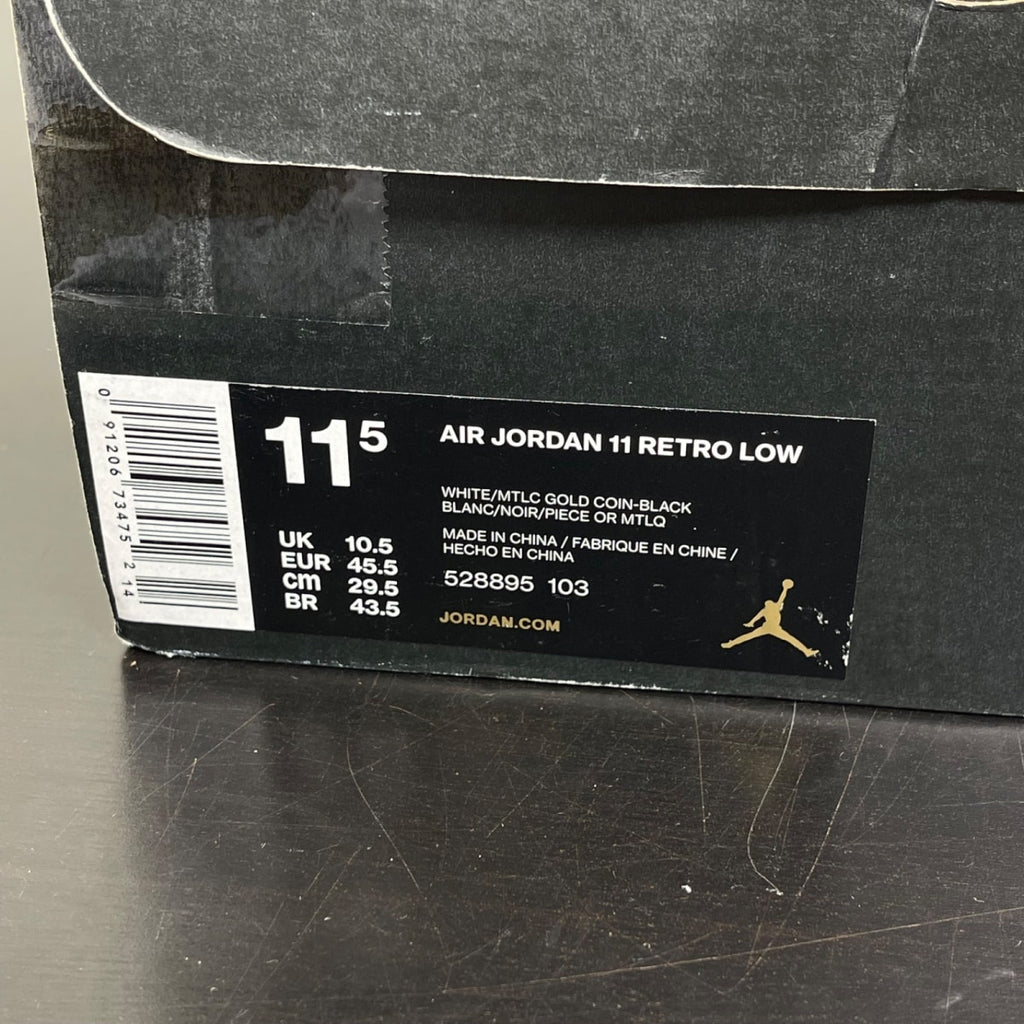 Jordan 11 Retro Low Closing Ceremony 11.5 (Moderately Worn Pre-Owned)JordanWhite/Metallic Gold Coin-Black - Image 7