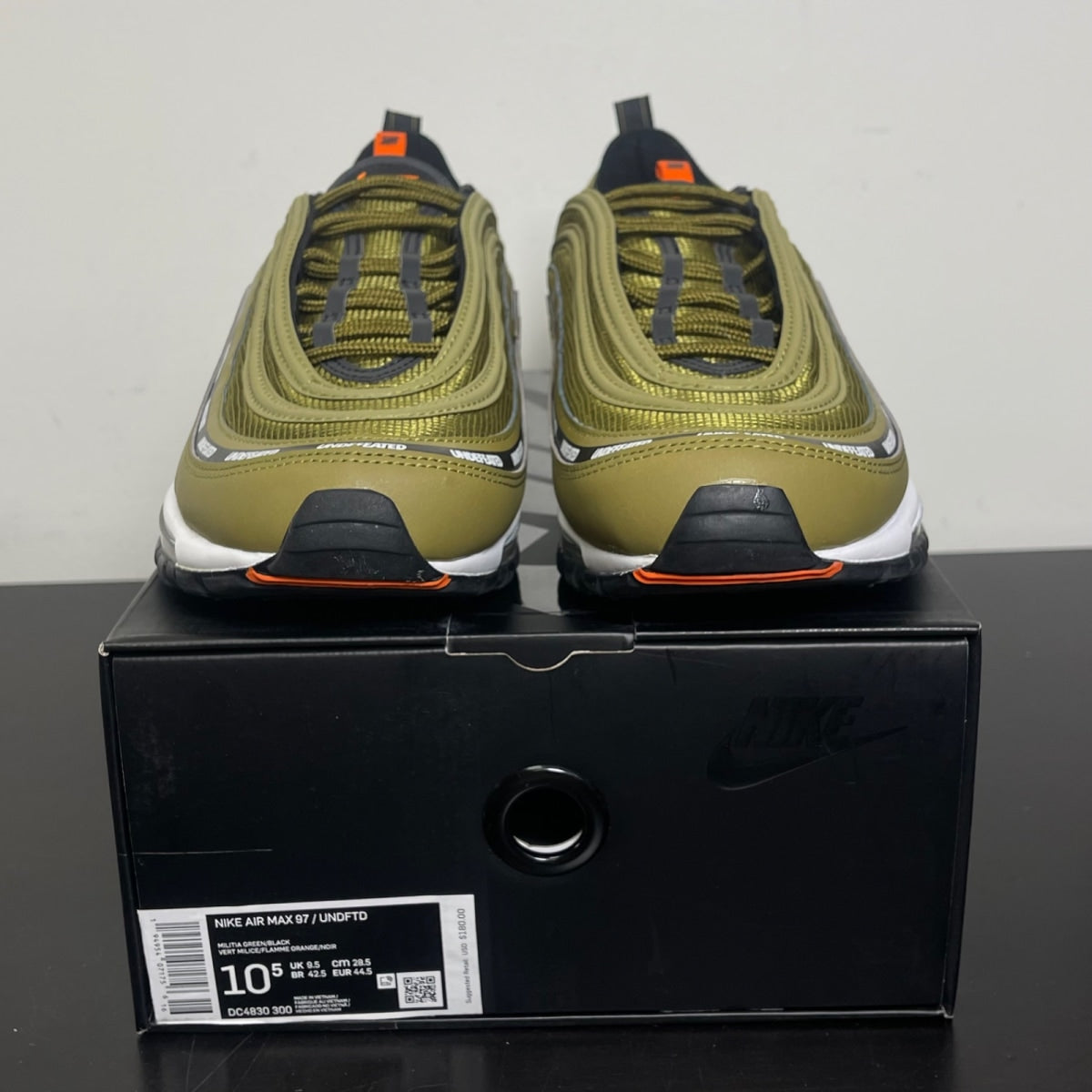 Nike Air Max 97 Undefeated Black Volt 10.5 (Moderately Worn Pre-Owned)NikeBlack/Volt/Militia Green - Image 2