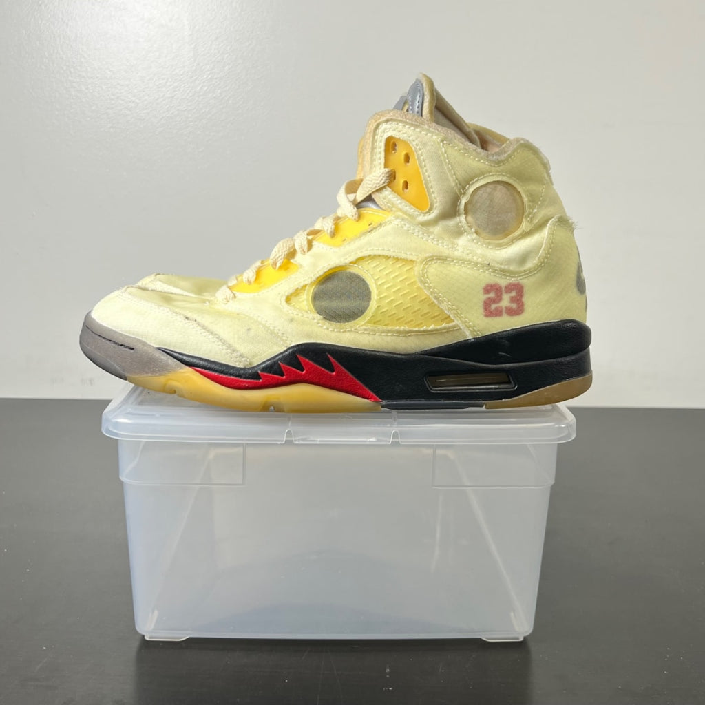 Jordan 5 Retro Off-White Sail 9 (Heavily Worn Pre-Owned)JordanSail/Fire Red-Muslin-Black - Image 3