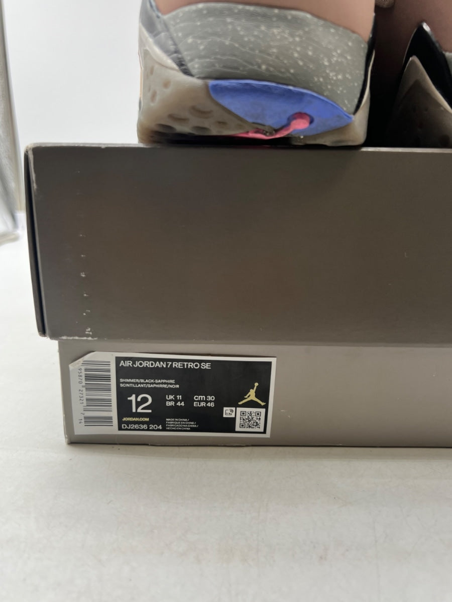 Jordan 7 Retro SE Sapphire 12 (Lightly Worn Pre-Owned)JordanShimmer/Black/Sapphire - Image 4