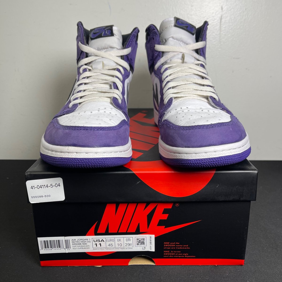 Jordan 1 Retro High Court Purple White (Size 11) - aux