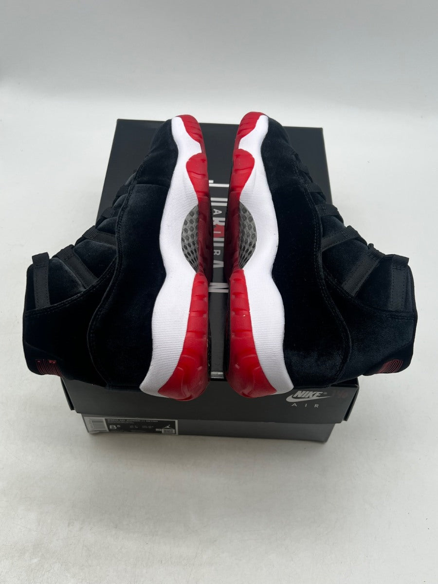 Jordan 11 Retro Bred Velvet (Women's) 8.5W (Lightly Worn Pre-Owned)JordanBlack/Gym Red/White - Image 9
