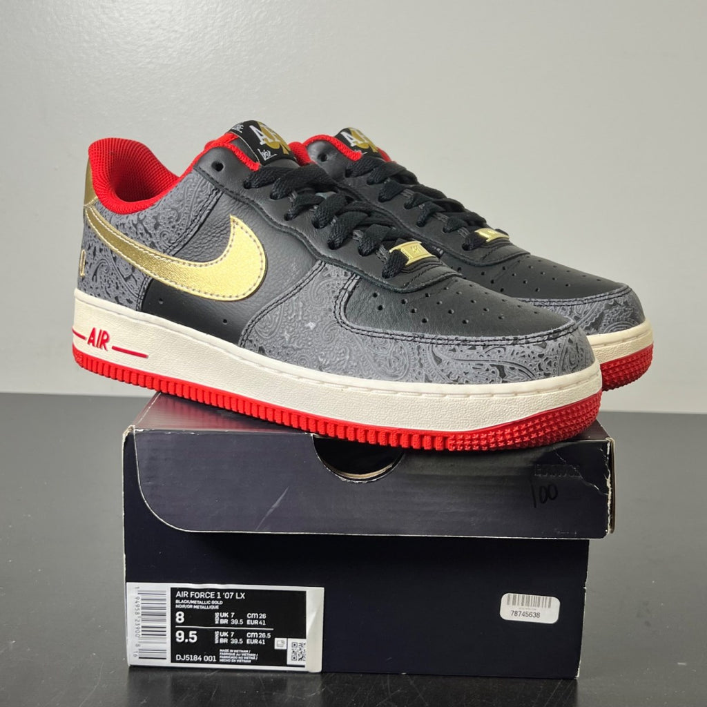 Nike Air Force 1 Low Spades 8 (Lightly Worn Pre-Owned)NikeBlack/Metallic Gold-University Red - Image 1