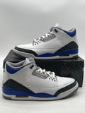 Jordan 3 Retro Racer Blue 12 (Moderately Worn Pre-Owned)JordanWhite/Black-Cement Grey-Racer Blue - Image 1