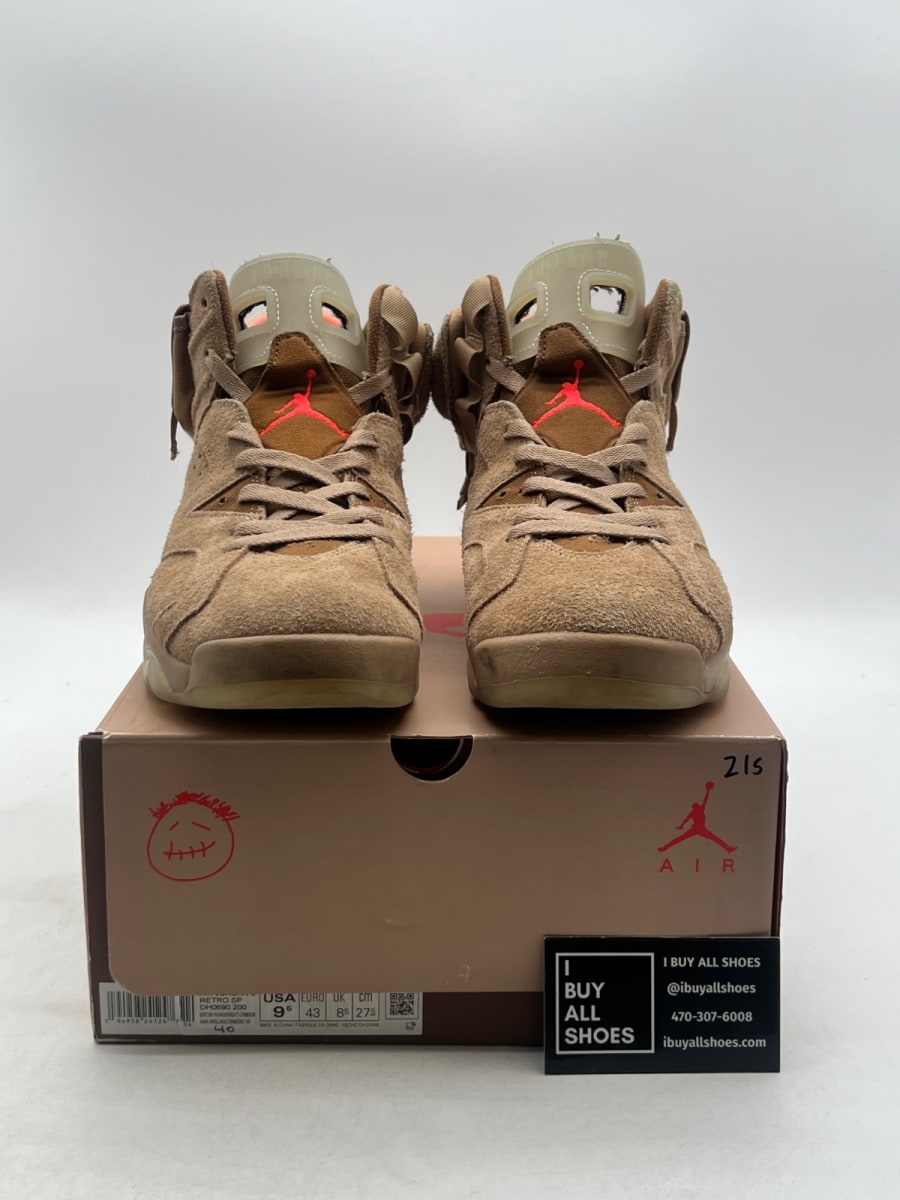 Jordan 6 Retro Travis Scott British Khaki 9.5 (VNDS Pre-Owned) - Image 2