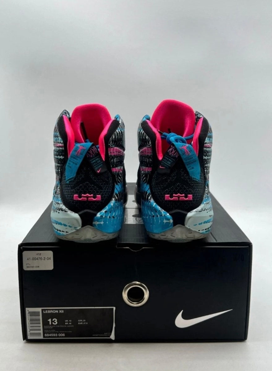 Nike LeBron 12 23 Chromosomes 13 (Moderately Worn Pre-Owned)NikeBlack/Pink Power-Blue Lagoon - Image 3