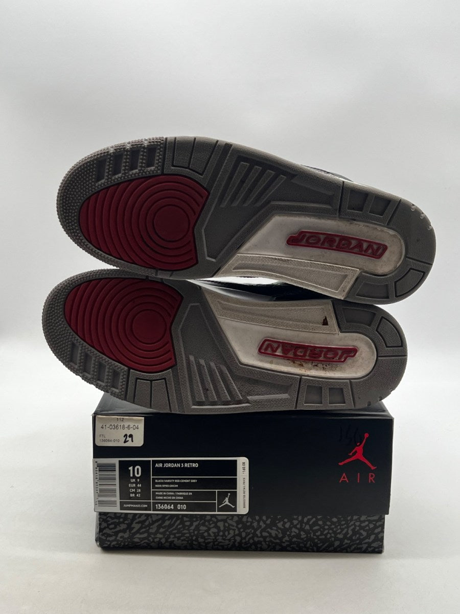 Jordan 3 Retro Black Cement (2011) 10 (Lightly Worn Pre-Owned)JordanBlack/Cement Grey-White-Varsity Red - Image 8