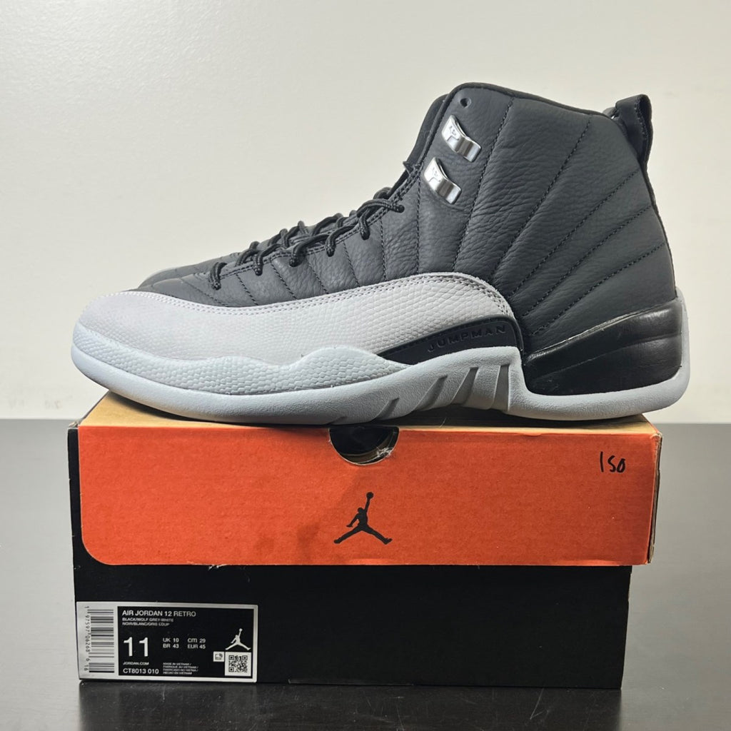 Jordan 12 Retro Barons 11 (Lightly Worn Pre-Owned)JordanBlack/Wolf Grey-White - Image 3