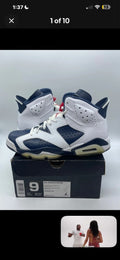 Jordan 6 Retro Olympic London (2012) 9 (Lightly Worn Pre-Owned)JordanWhite/Midnight Navy-Varsity Red - Image 1