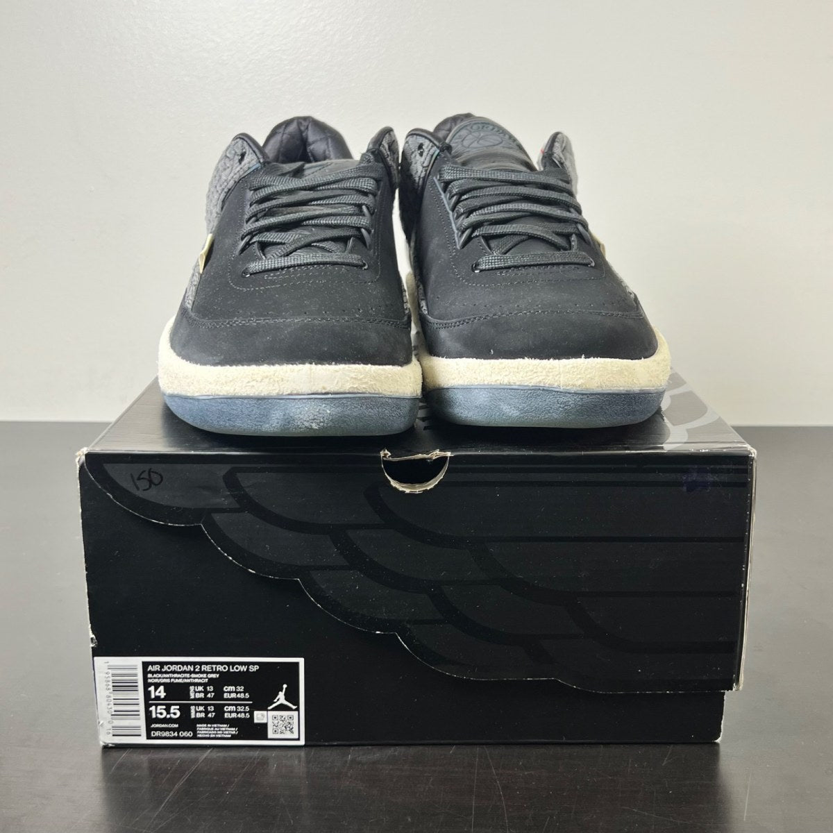 Jordan 2 Retro Low Responsibility 14 (New Pre-Owned)JordanBlack/Anthracite-Smoke Grey-Muslin - Image 2