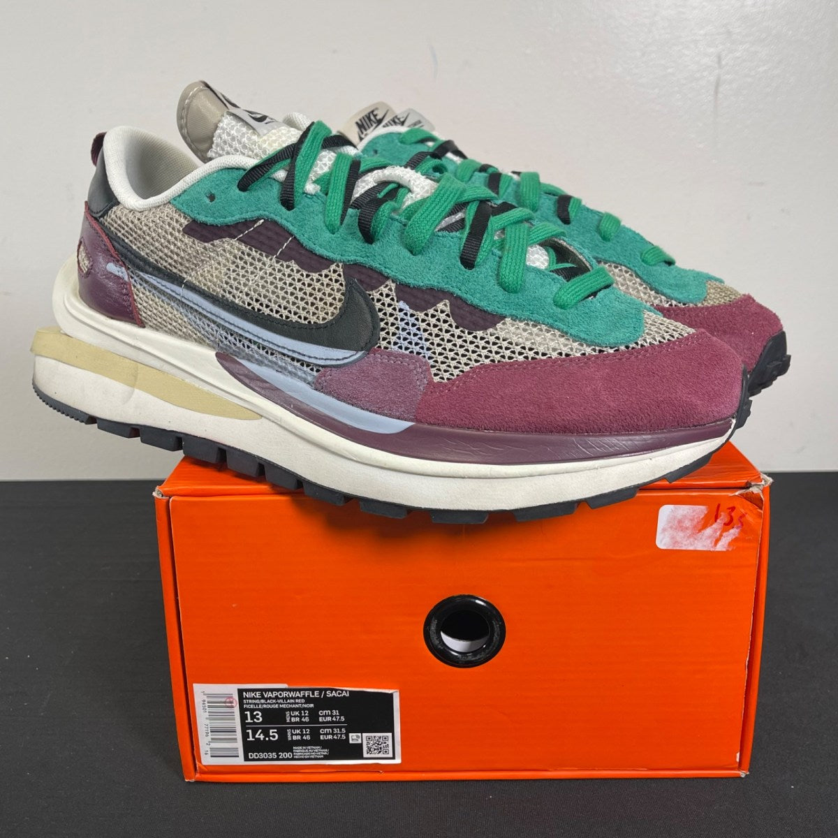 Nike Vaporwaffle sacai Villain Red Neptune Green (Size 13) - Image 1