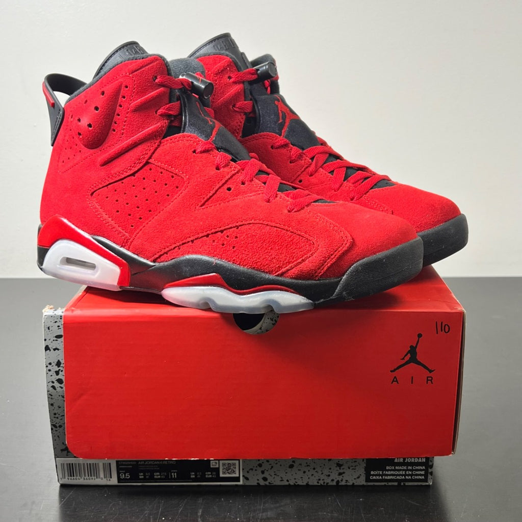 Jordan 6 Retro Toro Bravo 9.5 (Lightly Worn Pre-Owned)JordanVarsity Red/Black - Image 1