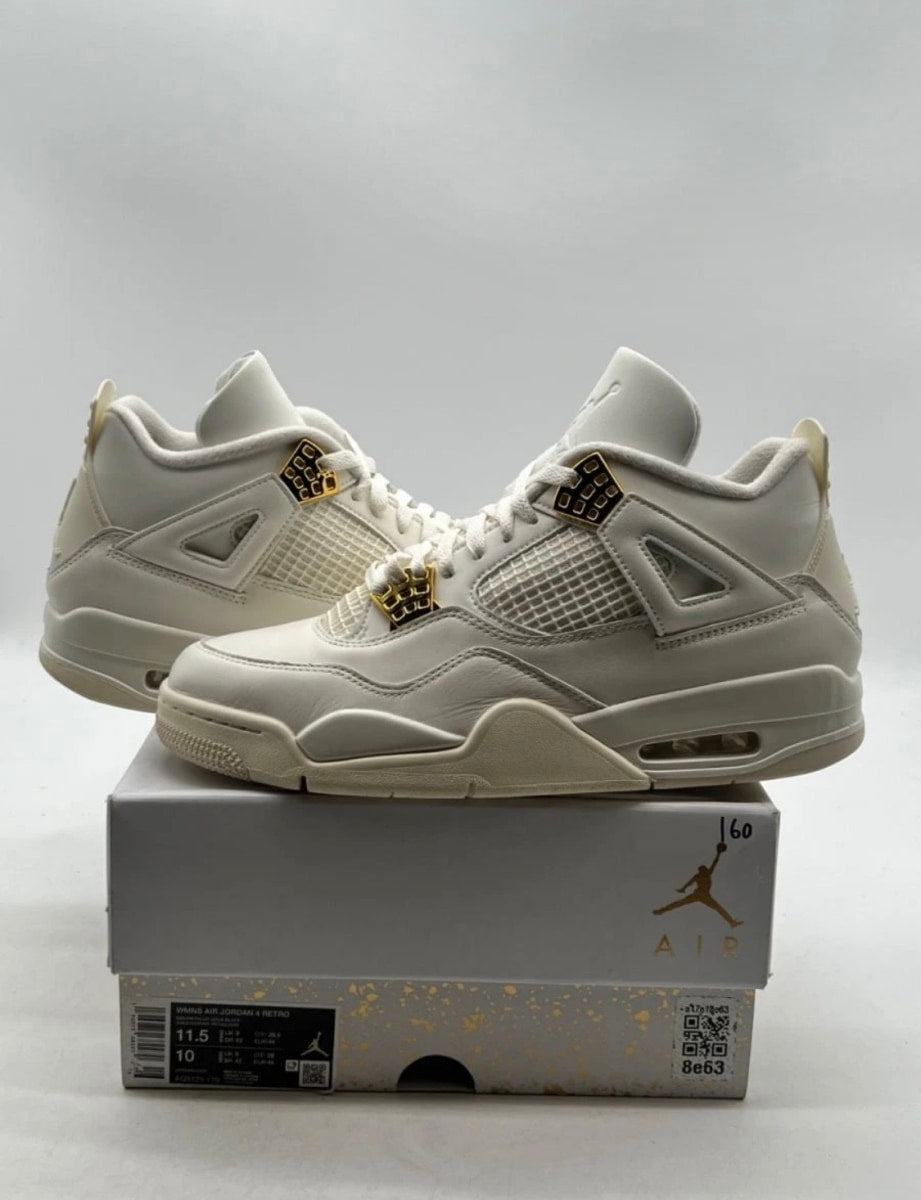 Jordan 4 Retro Metallic Gold (Women's) 11.5W (Lightly Worn Pre-Owned)JordanSail/Metallic Gold/Black - Image 1