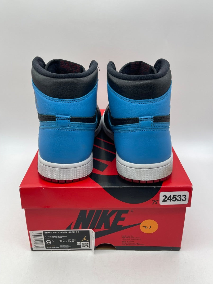 Jordan 1 Retro High NC to Chi (Women's) 9.5W (Moderately Worn Pre-Owned)JordanBlack/Dark Powder Blue-Gym Red - Image 3