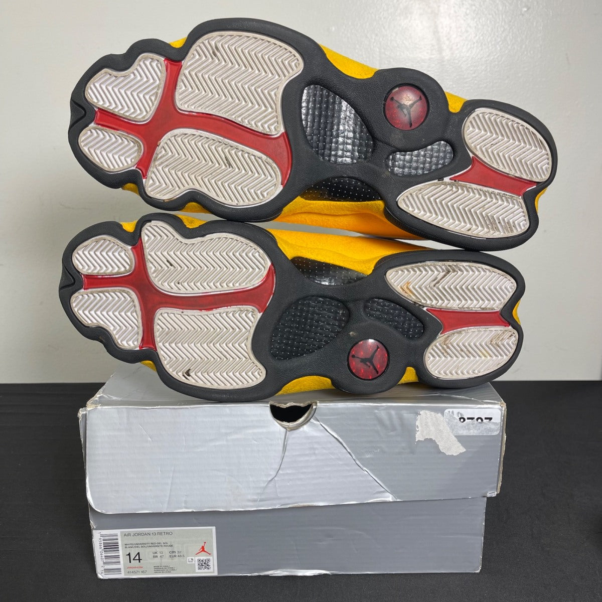 Jordan 13 Retro Del Sol 14 (Moderately Worn Pre-Owned)JordanWhite/University Red/Del Sol/Black - Image 5