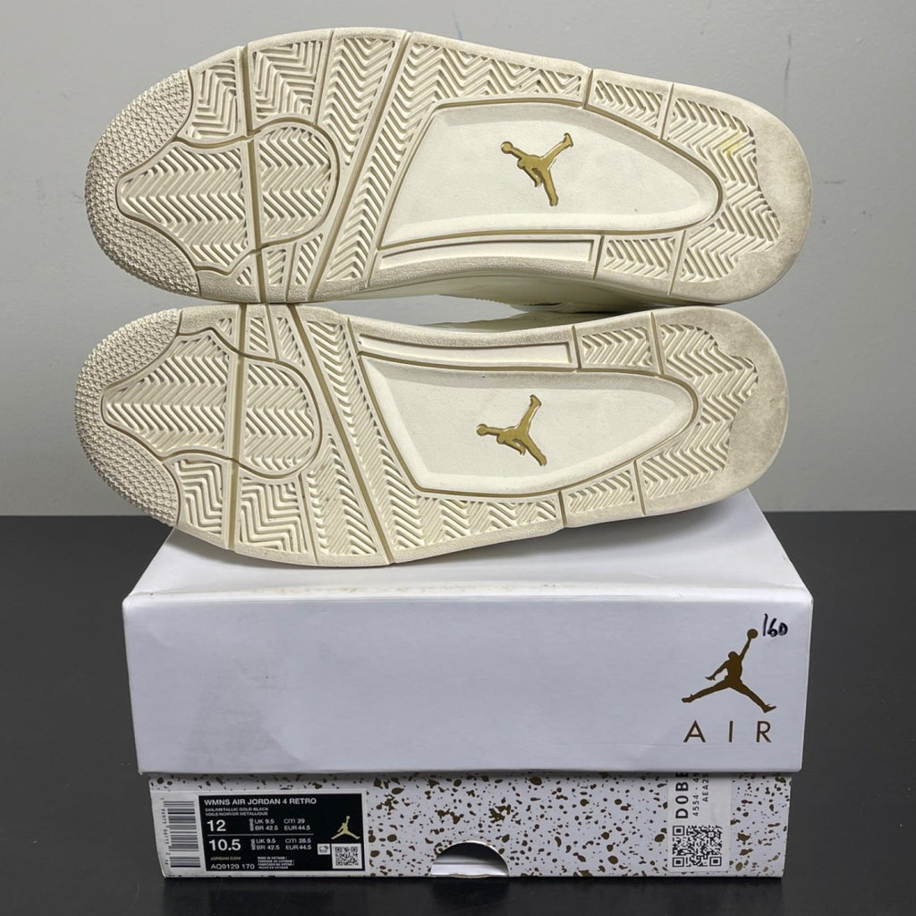 Jordan 4 Retro Metallic Gold (Women's) 12W (Moderately Worn Pre-Owned)JordanSail/Metallic Gold/Black - Image 5