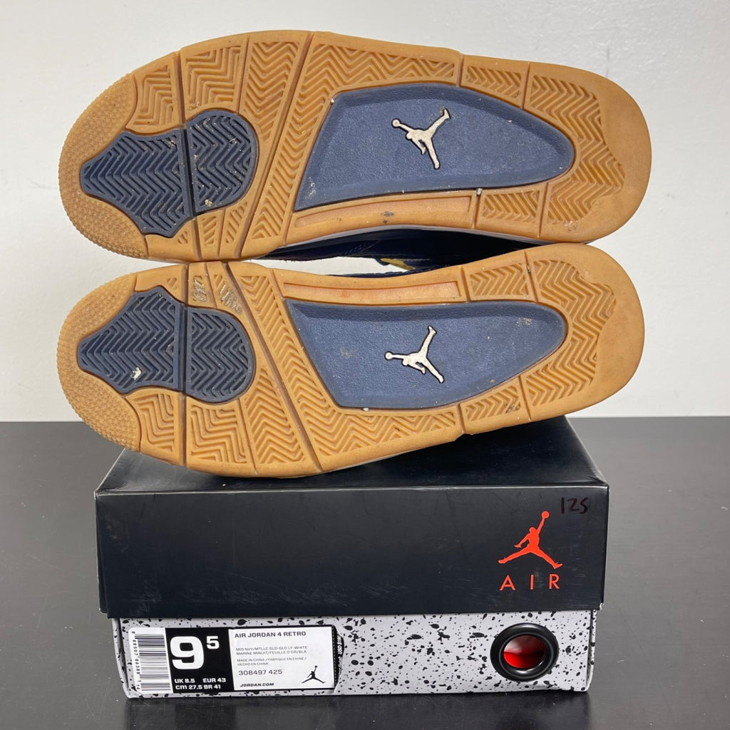Jordan 4 Retro Dunk From Above 9.5 (Moderately Worn Pre-Owned)JordanMidnight Navy/Metallic Gold-Gold Leaf-White - Image 5