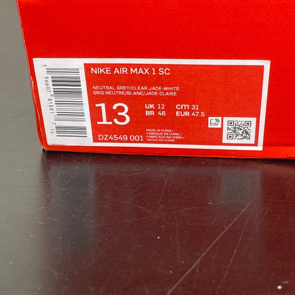 Nike Air Max 1 SC Clear Jade 13 (Moderately Worn Pre-Owned)NikeNeutral Grey/Clear Jade-White-Black - Image 7