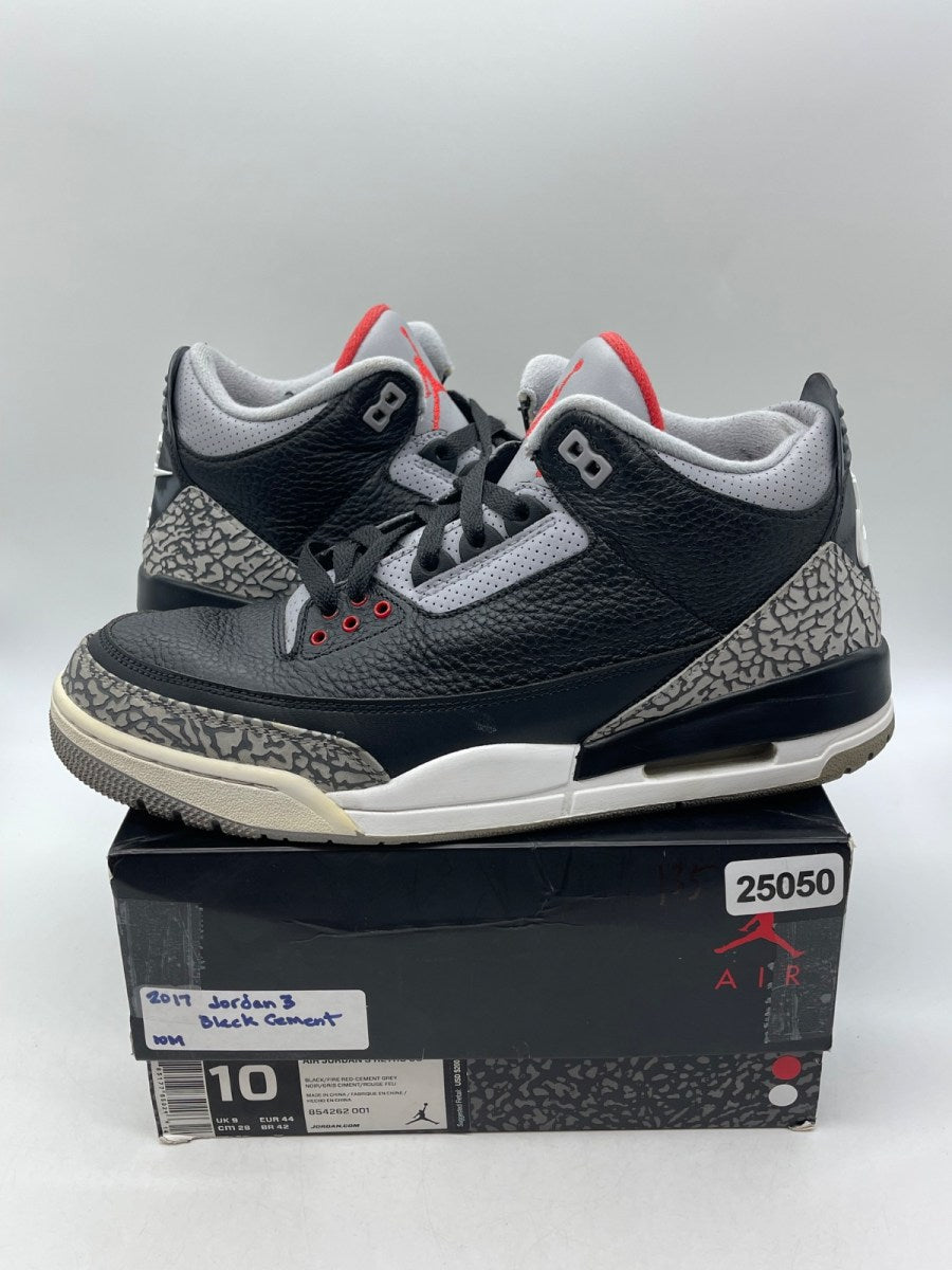 Jordan 3 Retro Black Cement (2018) 10 (Moderately Worn Pre-Owned)JordanBlack/Fire Red-Cement Grey-White - Image 1