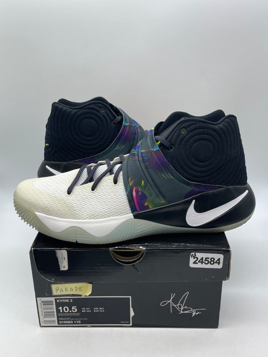Nike Kyrie 2 Parade 10.5 (Moderately Worn Pre-Owned)NikeWhite/Black-Volt - Image 1