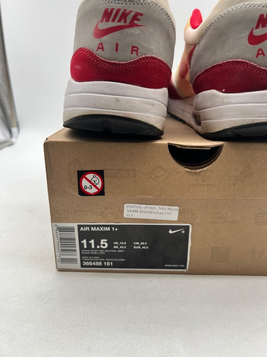 Nike Air Maxim 1+ Sport Red 11.5 (Heavily Worn Pre-Owned)NikeWhite/Sport Red/Neutral Grey - Image 4