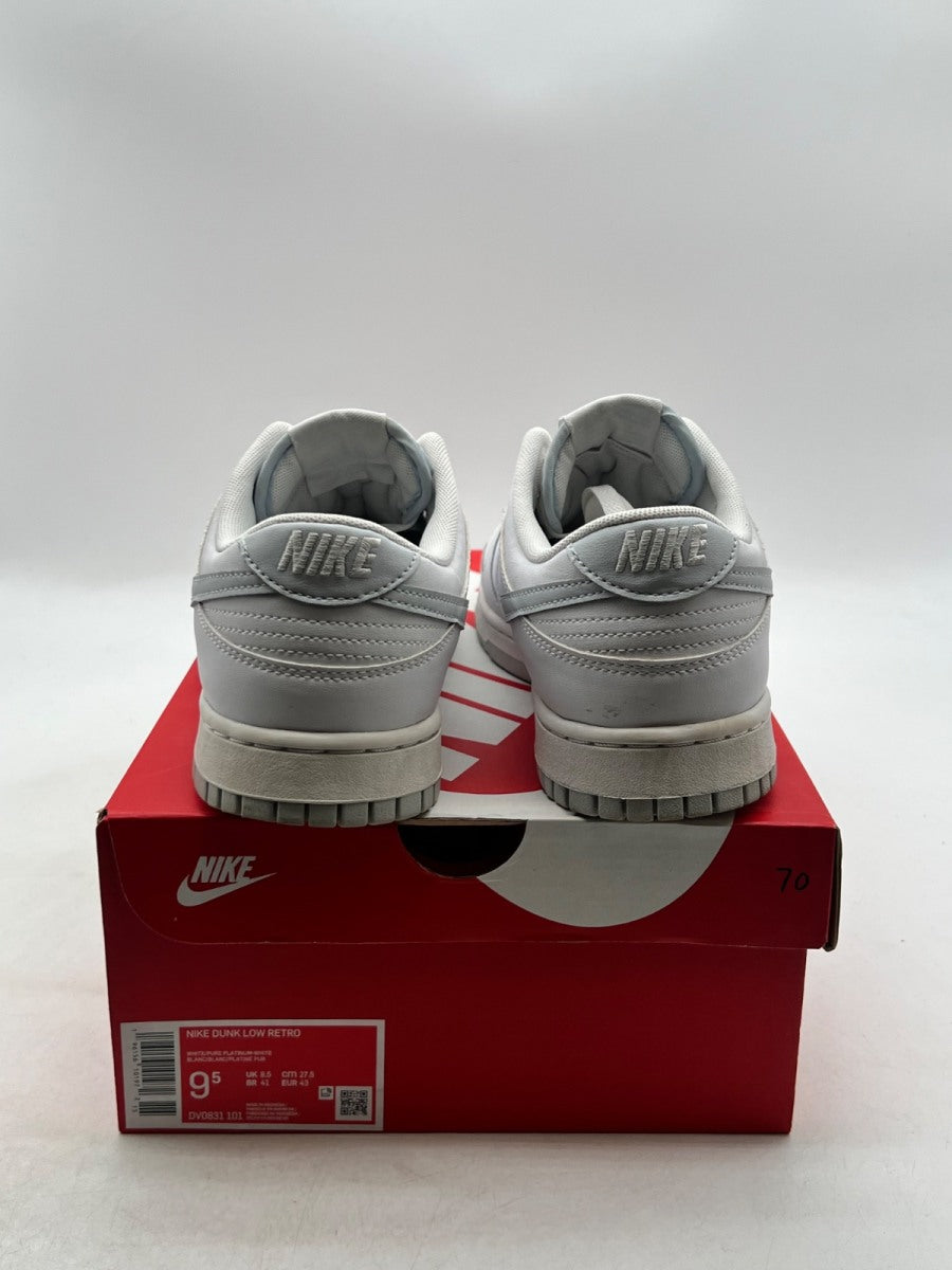 Nike Dunk Low Retro White Pure Platinum 9.5 (Moderately Worn Pre-Owned)NikeWhite/Pure Platinum - Image 3