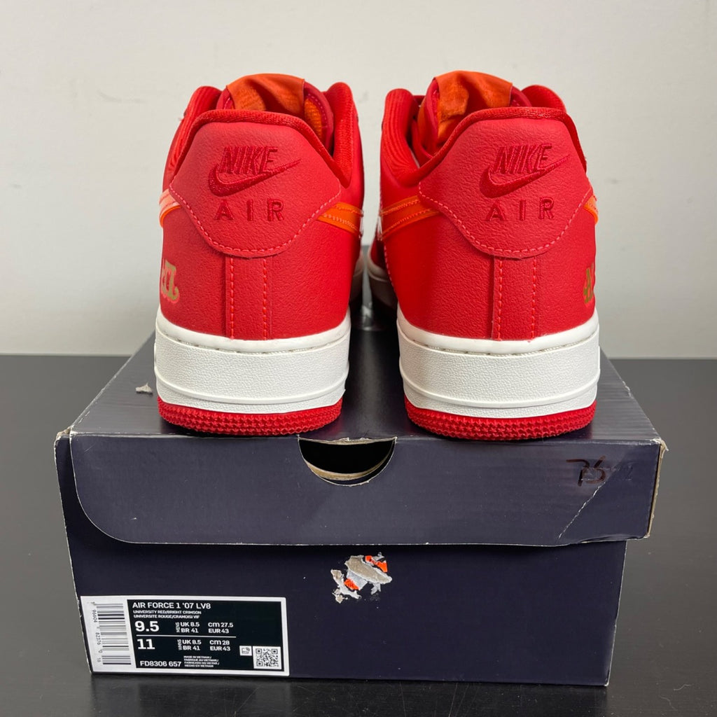 Nike Air Force 1 Low '07 ATL 9.5 (Moderately Worn Pre-Owned)NikeUniversity Red/Bright Crimson-Picante Red-Sail-Metallic Silver - Image 4