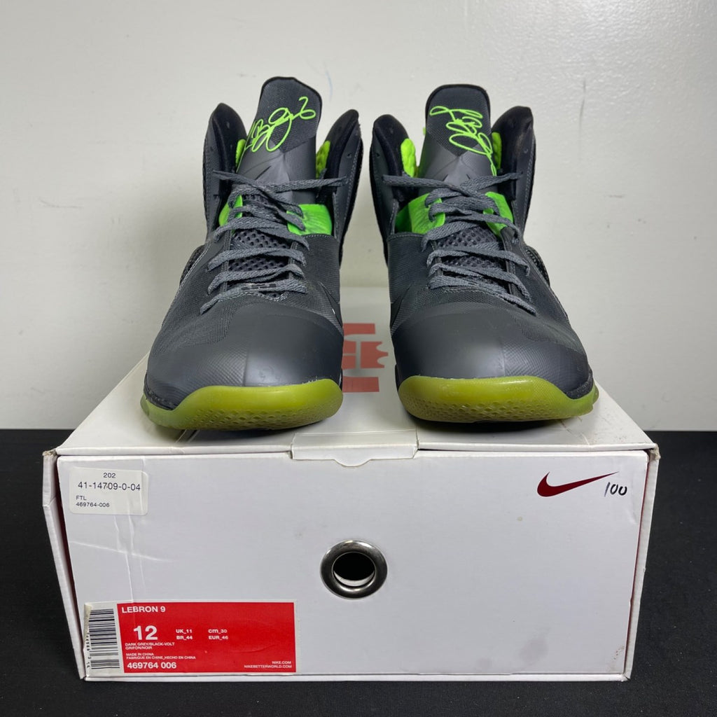 Nike LeBron 9 Dunkman 12 (Moderately Worn Pre-Owned)NikeDark Grey/Black-Volt - Image 2