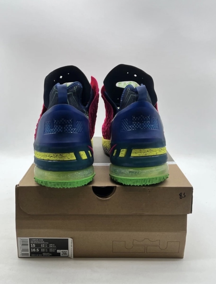 Nike LeBron 18 Los Angeles By Night 15 (Moderately Worn Pre-Owned)NikePink Prime/Multi-Color-Blue Void - Image 3