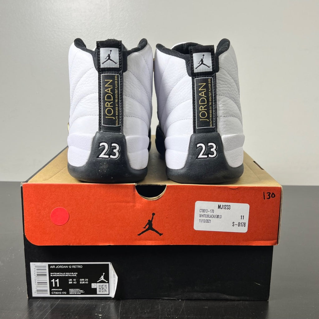 Jordan 12 Retro Royalty Taxi 11 (Lightly Worn Pre-Owned)JordanWhite/Black-Metallic Gold - Image 5