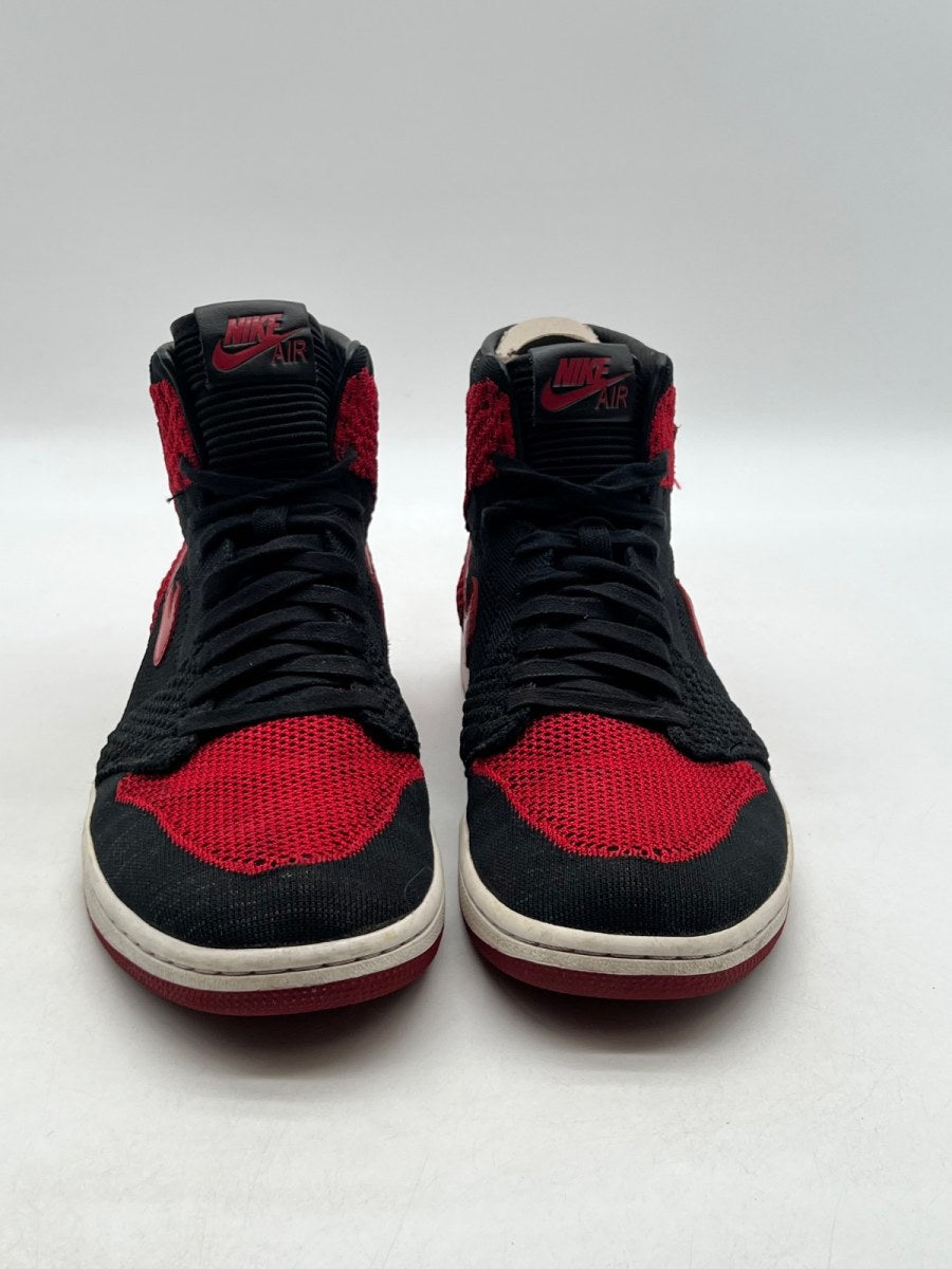 Jordan 1 Retro High Flyknit Bred 12 (Moderately Worn Pre-Owned)JordanBlack/Varsity Red-White - Image 2