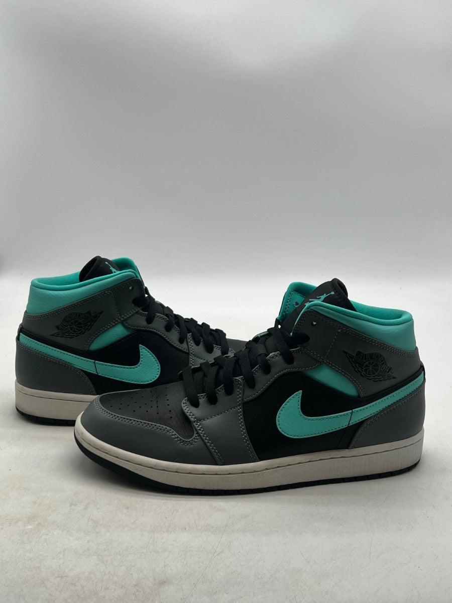 Jordan 1 Mid Grey Aqua 10.5 (Lightly Worn Pre-Owned)JordanBlack/Light Aqua-Dark Smoke Grey - Image 1