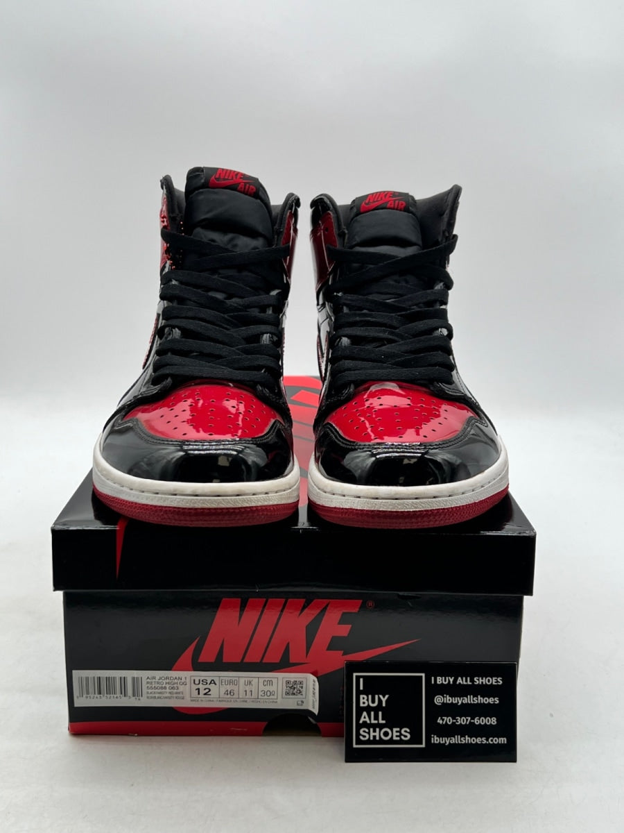 Jordan 1 Retro High OG Patent Bred 12 (Moderately Worn Pre-Owned) - Image 2