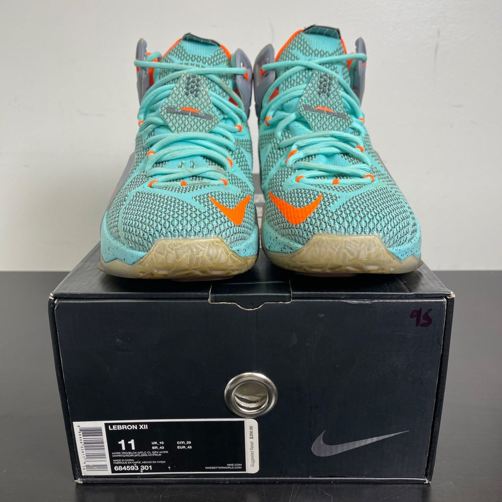 Nike LeBron 12 NSRL 11 (Moderately Worn Pre-Owned)NikeHyper Turquoise/Black-Metallic Cool Grey-Hyper Crimson - Image 2