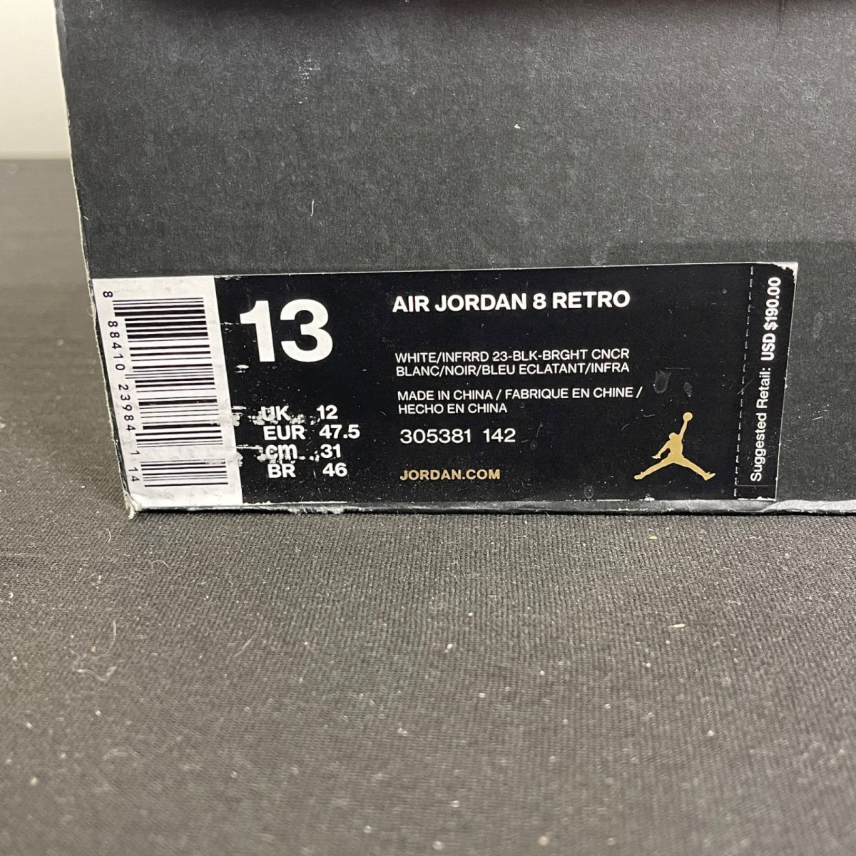 Jordan 8 Retro Three Peat 13 (Moderately Worn Pre-Owned)JordanWhite/Infrared 23-Black-Bright Concord - Image 7