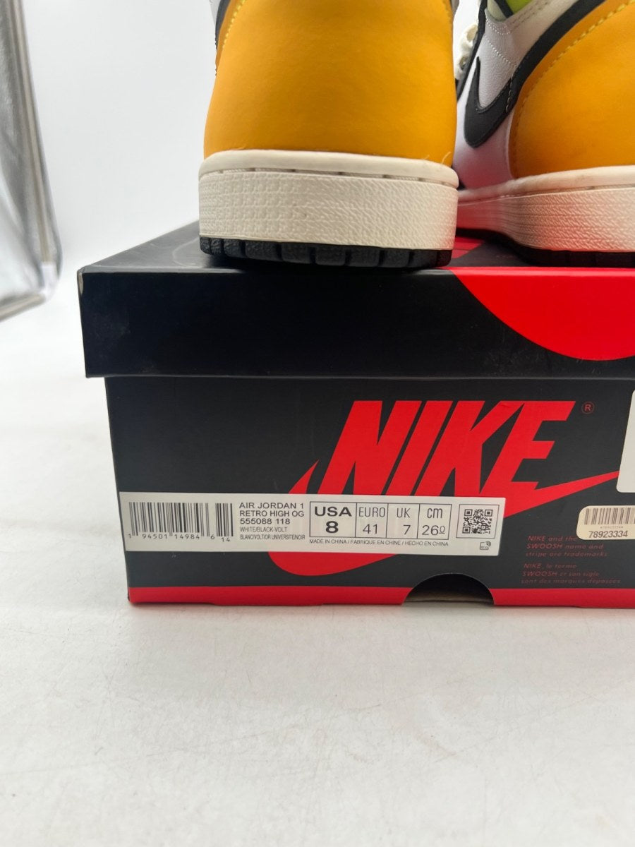Jordan 1 Retro High White Black Volt University Gold 8 (Lightly Worn Pre-Owned) - Image 4