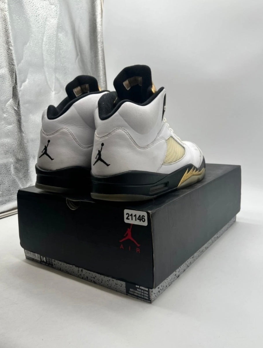 Jordan 5 Retro Olympic (2016) 14 (Heavily Worn Pre-Owned)JordanWhite/Black-Metallic Gold Coin - Image 5