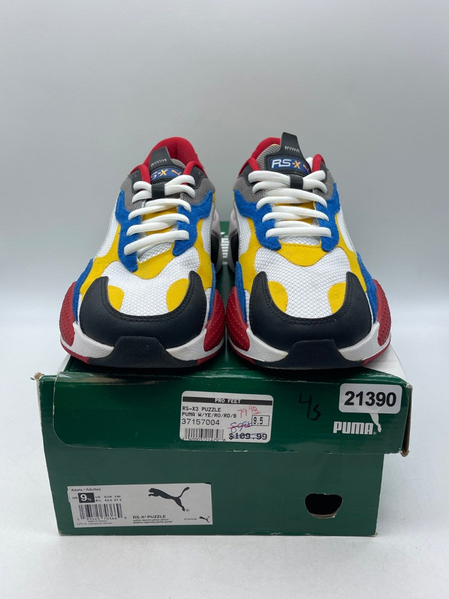 Puma RS-X3 Puzzle White Yellow 9.5 (Moderately Worn Pre-Owned)PumaPuma White/Spectra Yellow - Image 2